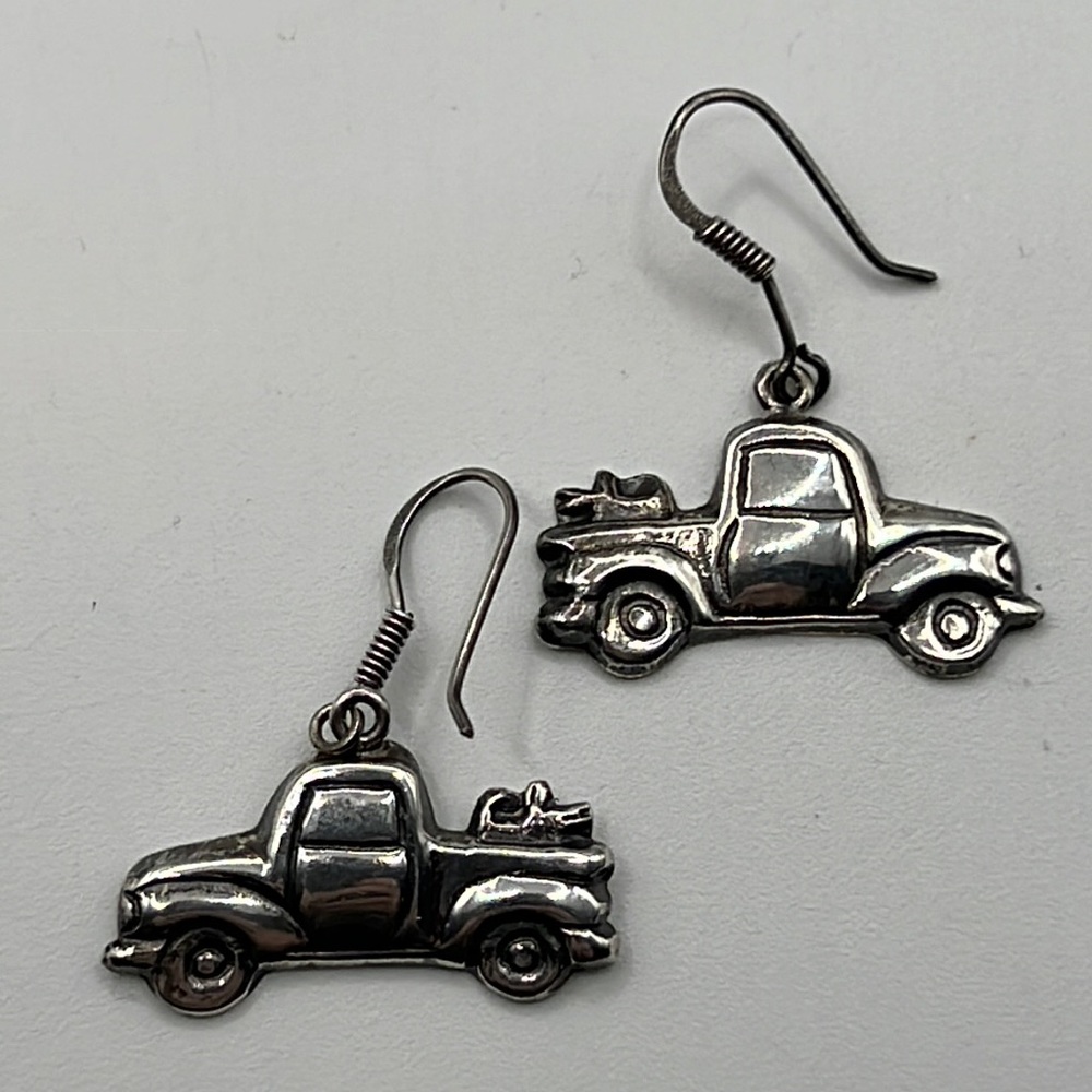 STERLING SILVER VINTAGE PICKUP TRUCK EARRINGS